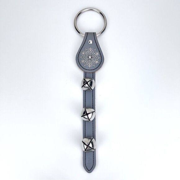 Belsnickel Bells’ 3-Bell Leather Strap with Snowflake Charm Gray - Picture 1 of 5